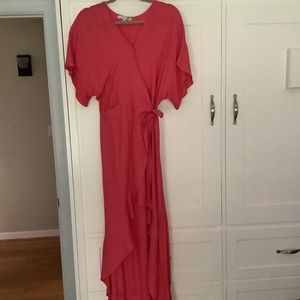 Hi-Lo Ruffle Wrap Dress
